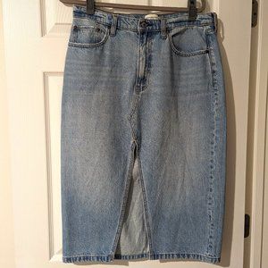 Abercrombie & Fitch Blue Denim Midi Skirt